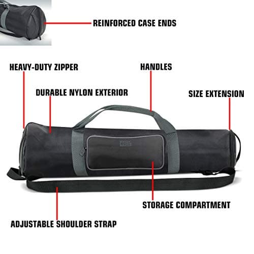 USA Gear Padded Tripod Case with Shoulder Strap, Adjustable Size Extension and Storage Pocket for Professional Camera Accessories and Photo Carrying Needs - Holds Tripod from 53 to 89 cm Folded — view 5