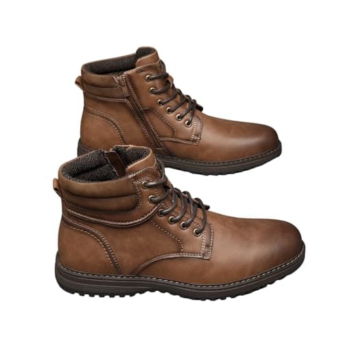 NovaNest Men’s Waterproof Faux Leather Ankle Boots – Casual Outdoor Hiking Work Boots with Non-Slip Rubber Sole, Cushioned Collar & Durable Stitching – Comfortable Everyday — view 5