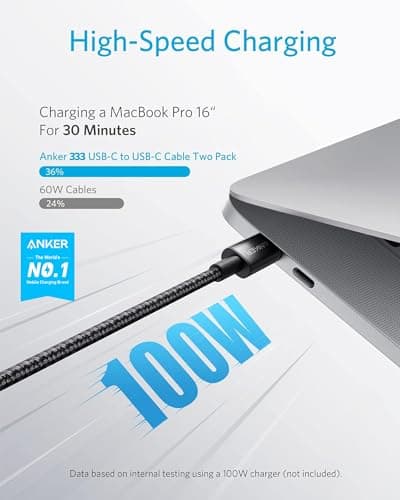 Anker Power Bank, 20,000mAh Portable Charger with Built-in USB-C Cable&USB C Charger Cable (6ft/1.8m Nylon 100W), 87W Max Fast Charging Battery Pack, for iPhone 17/16/15, Samsung,and More — view 5