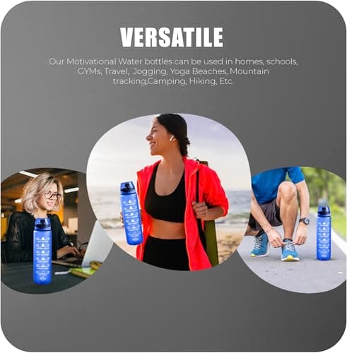 Roe Tenpo Water Bottle 1L, Sports Water Bottle with Time Markings, BPA-Free, Leak-Proof Drinks Bottle, Perfect for Running, Cycling, Gym, Yoga, Camping and Outdoor Activities, Blue — view 5