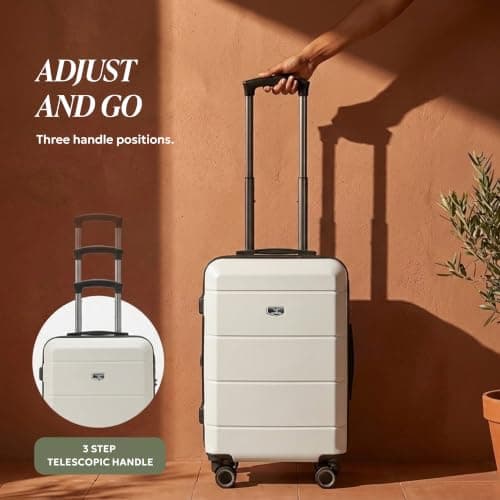 LUGG 20-Inch Jetset Lightweight Cabin Suitcase, ABS Hard Shell, Water-Resistant Carry-On Luggage, TSA-Approved Lock, 4 Spinner Wheels, 3-Step Telescopic Handle, EasyJet Overhead, 55 x 35 x 23 cm — view 5
