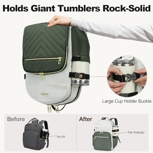 VANKEAN 15.6 Inch Laptop Backpack Women Work Laptop Bag College Army Green — view 2
