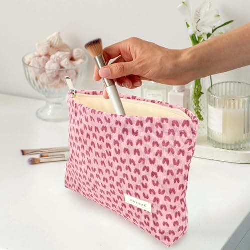 KNUIUYY Cosmetic Bags for Women, Corduroy Toiletry Bag, Travel Toiletry Bag, Multifunctional Travel Makeup Bags with Metal Zipper, Wash Organizer Pouch for Women Girls — view 4