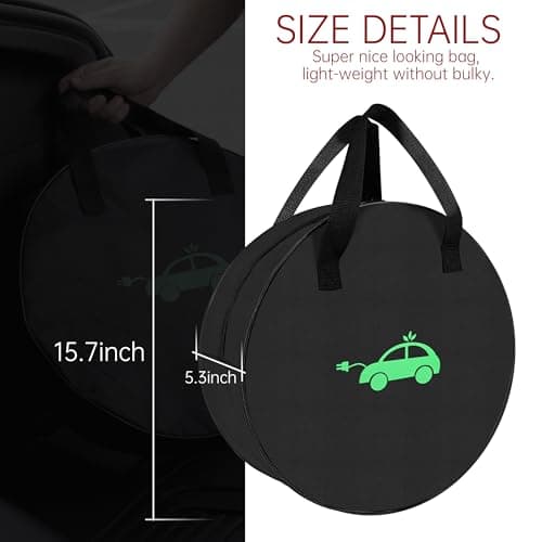 MCEVKELN EV Portable Cable Bag Charging Cable Bag Durable Storage Bag (1680D Nylon) for All Kinds of Cables and Car Accessories Electric Vehicles Charging Cable Organiser (Pack of 2) — view 3