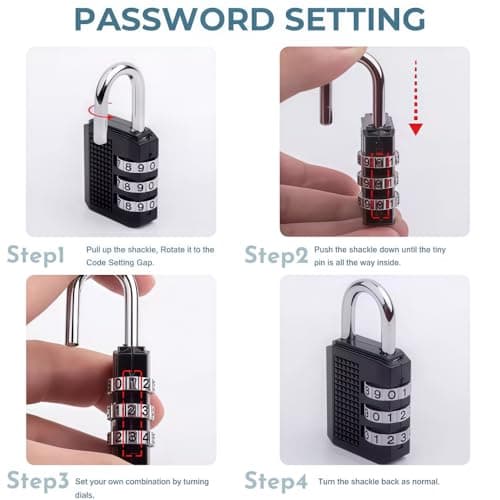 JIAGUAN 2 Pack 3 Digit Combination Padlocks For Storage School Backpack Locker Tool Box Luggage Locks Black — view 3