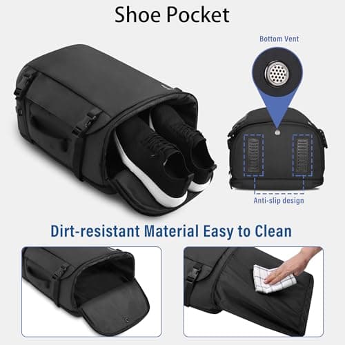 HOMIEE Travel Backpack Mens,17.3 Inch Laptop Bag Womens,40L TSA Friendly Flight Approved Carry on Luggage with Shoes Compartment,Large Business Rucksack with USB Port for Work School Weekend Black — view 5