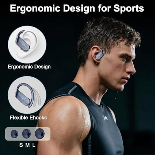 Ordtop Wireless Earbuds Sports, 70H New Running Bluetooth 5.4 Headphones — view 6