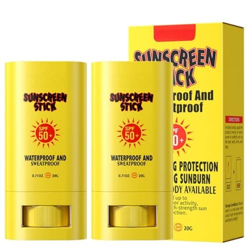 2PCS SPF 50 Sun Stick for Face & Body,Waterproof Sunscreen Stick,Lightweight Non Greasy Sun Cream Stick,Long Lasting Daily Sun Protection,Smooth Finish Sun Screen Stick for Travel & Sports,Gentle