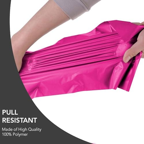 50 Mixed Hot Pink Parcel Bags, Postage Bags, Mailing Bags 5 Sizes 10 Each Poly Postal Bags Self Seal iSOUL Small to Large Mailing Bags Packaging Assorted Mailers Posting Shipping Post Bags — view 3