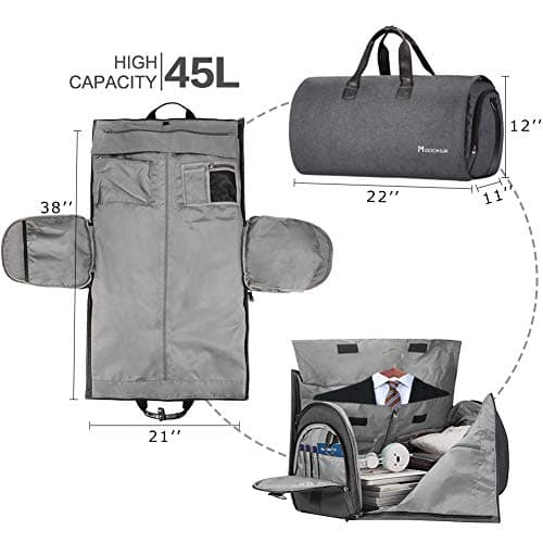 Modoker Convertible PU Leather Garment Bag, Carry-On Travel Duffel — view 3