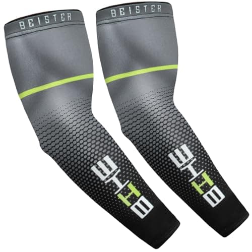 beister UV Sun Protection Cooling Compression Sleeves Arm Sleeves Men Women Sports (Medium, Black)