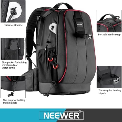 Neewer Pro Camera Case Waterproof Shockproof Adjustable Padded Camera Backpack Bag with Anti Theft Lock for DSLR, Compatible with DJI Phantom 1 2 3 Drone Tripods Flash Lens Accessories — view 5