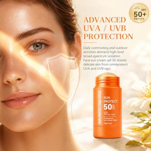 Sun Protection Stick SPF 50, Sunscreen Stick Face Sun Cream SPF 50+ with High UV Protection, Mineral Sun Lotion Roll on for Travel, Transparent Non-Greasy for Face & Body, Hydrating Matte Finish, 30g — view 6