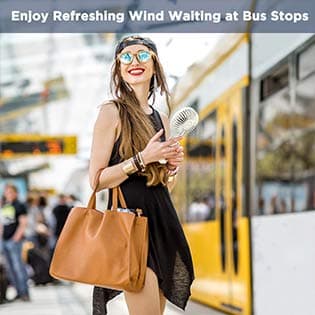 EasyAcc Handheld Fan, Portable, Battery, USB Fan/Portable Mini Fan, Electric, 17 Hour Rechargeable Battery, Foldable, Compatible with Laptop Multi Port Socket for Travel, Home, White — view 6