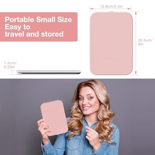 Kintion Travel Makeup Mirror, Portable LED Lighted Makeup Mirror, Pink — view 4
