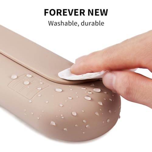 AGIKET Silicone Makeup Brush Holder Travel Cosmetic Bag：Soft Portable Cosmetic Face Brushes Holder with Upgrade Anti-Fall Out Magnetic Closure, Large Travel Makeup Brush Case - Walnut — view 5