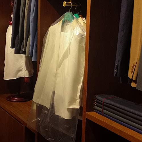 RINTATI 50 Pcs Plastic Garment Bags Set 35.4inch Lightweight Clear Dry Cleaning Laundrette Hanging Clothes Dust Protector Covers for Closet Clothes Storage. — view 5