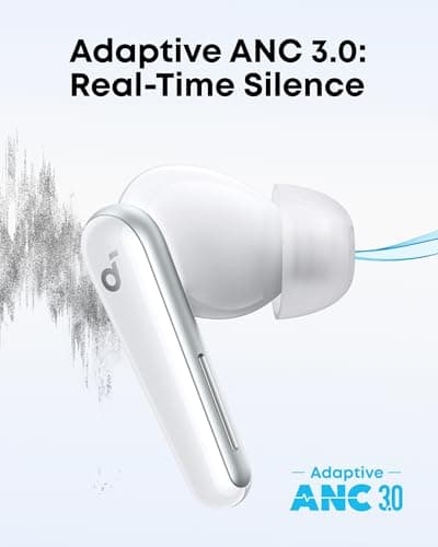 soundcore Liberty 5 by Anker, Noise-Cancelling Wireless Earbuds, 2x Stronger Voice Reduction, Real-Time Adaptive Noise Cancellation,Fast Charging,Dolby Audio, 6 Mic AI Calls (Cloud White) — view 3