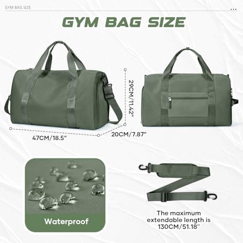 WEPLAN Gym Bag Womens Men Sports Duffle Bag Travel Duffel Bags Weekend — view 2