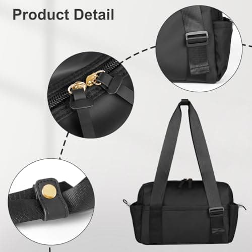 Flintronic Mini Gym Bag for Women, 30 * 18 * 11.5CM Portable Duffle Bag with Adjustable Straps, Waterproof Travel Duffle Bag with Wet Compartment, Small Gym Bag for Gym Outdoor Activities(Black) — view 3