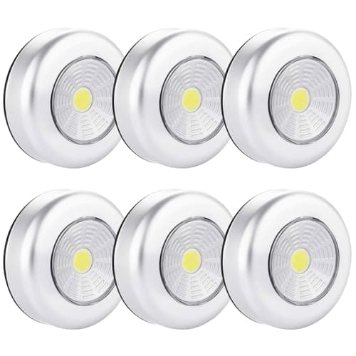 6 Pack Portable Stick on Wall Lights, Touch Control Battery Powered Push Lights, 70 Lumen Stick on Wireless LED Cabinet Light for Kitchen Closets Armoire Cabinets Counters Utility Room[Energy Class A]