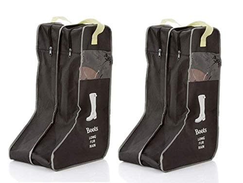 Portable 2 Pair Boot Storage Bags Dust Proof Shoe Bags,Zippered Tall Boots Organizer Protector Bag for Home and Travel (black)