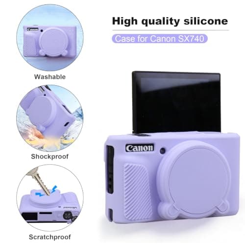 BOVKE Hard Case+Silicone Cover for Canon PowerShot SX740 HS Camera, Purple — view 4