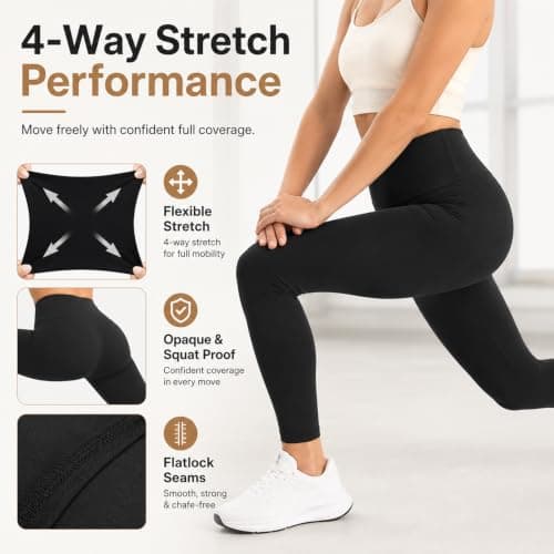 BBXWANG 2 Pack Thermal Leggings Women Fleece Lined Stretchy Tights — view 4