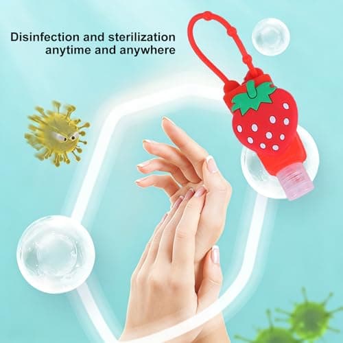 3 Pcs Strawberry Empty Travel Bottle Kids Hand Sanitiser Bottles, Strawberries Refillable Bottle Cosmetic Container, Silicone Case Keychain Carrier, Refillable Portable Travel Containers Tools — view 5