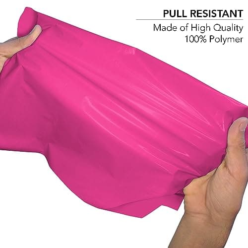 60 Mixed Mailing Postal Self-Seal Closure Plastic Bags - Envelopes for Posting Clothes, Postal, Packaging, Shipping Bags - Tempered Proof, Secure Medium Postage Bags - Mixed Sizes Hot Pink — view 4