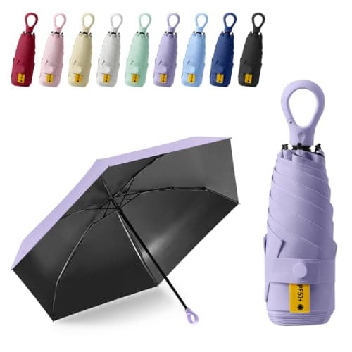 FANSEZQ Sun Umbrella, Mini Travel Umbrella With Case Small Compact Protection Sun Lightweight Tiny Pocket Umbrella