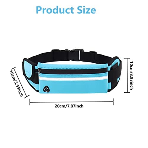 Running Belt with,Sweatproof waistpacks with,Running Belt Waist Pack with,Adjustable with Reflective Strips,with Headphone Jack,Perfect for Running and Outdoor Activities(Blue) — view 3