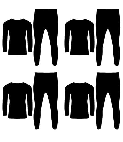 ANZEE Men’s Thermal Underwear Set – Ultra Soft Warm Long Johns Adult Base Layer Top & Bottom Lightweight Stretchable Moisture Wicking for Winter and Outdoor Activites (Black Pack of 4, L)