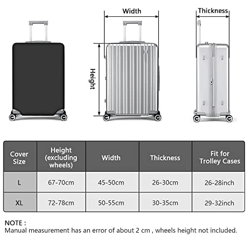 Flintronic Travel Luggage Protector - 26-28 Inch Suitcase Cover with Elastic, Luggage Tag & Strap (L, Black) — view 2
