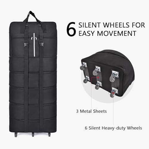 185L Large Holdall with Wheels, Expandable Foldable Rolling Travel Bag — view 3