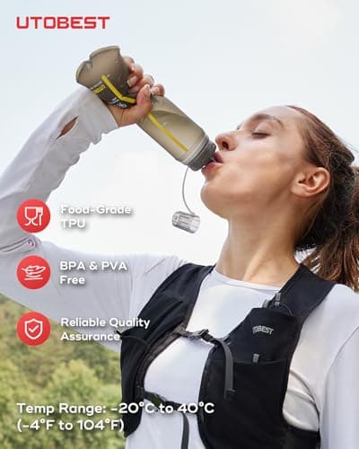 UTOBEST Soft Flask 500ml, Collapsible Running Water Bottles, Yellow — view 3