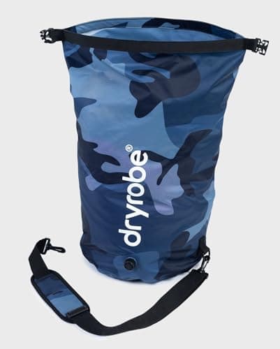 Dryrobe Travel Compression Bag - Large Compact Waterproof Bag for Travel & Sports Storage - Wet Bags for Swimming/Surfing/OCR - Stuff Sack for Wet Clothes with Roll Up Closure - 33 L (Blue/Camo) — view 2