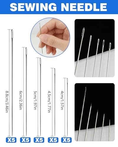Acual 37 Pcs Big Eye Steel Sewing Needles Kit for Adults and Beginners — view 2