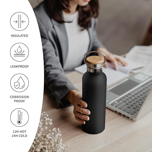 Bambaw 1l Insulated Water Bottle Metal, Water Bottle Stainless Steel 1l — view 3