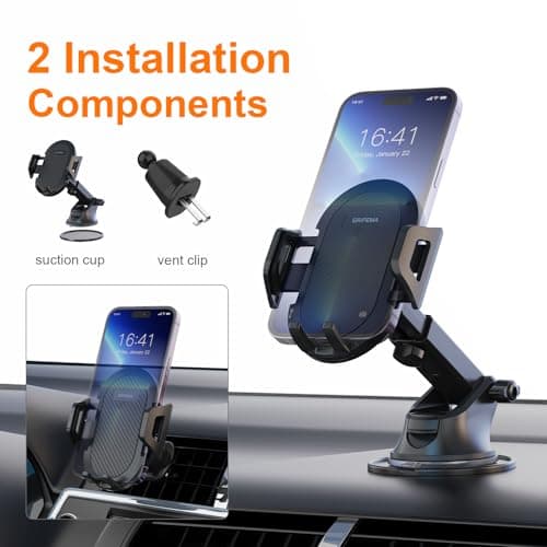 GRIFEMA Car Phone Holder with Suction Cup and Vent Clip — view 3