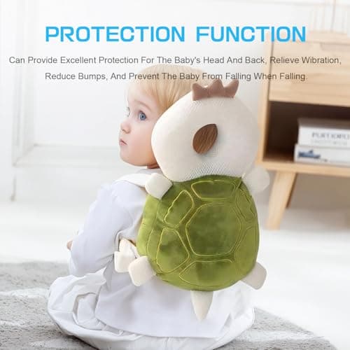 JINYJIA Baby Head Protection Backpack - Adjustable Safety Soft Pillow for Toddler Learning to Walk, 4-24 Months - Turtle — view 5