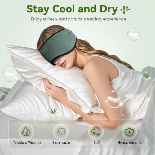 MUSICOZY Organic Bamboo Cotton Sleep Mask Headphones, 100% Blackout — view 3