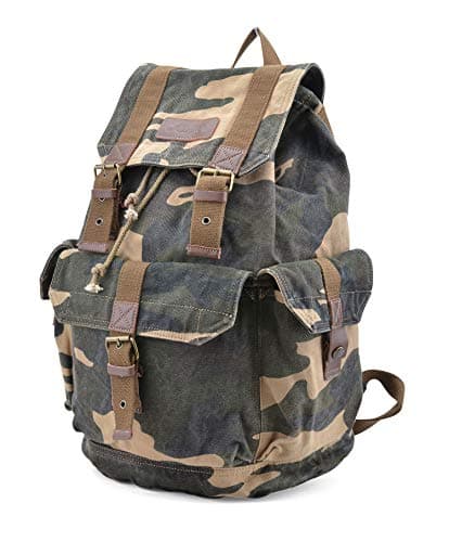 GOOTIUM Canvas Backpack - Vintage Outdoor Rucksack Travel Day Pack, Camouflage — view 2