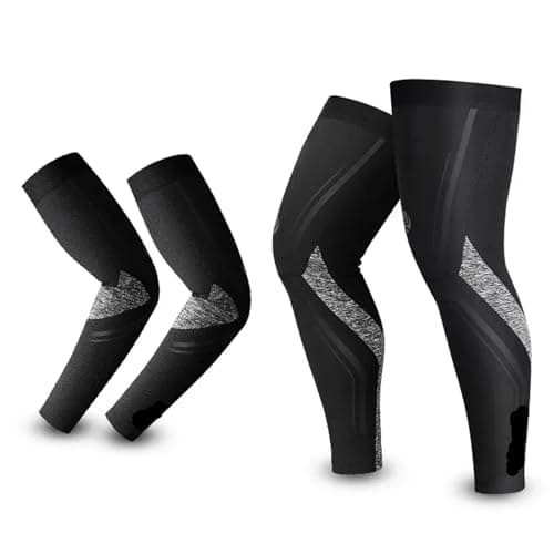 ADRLOPFE Compression Socks Sports Compression Leg Sleeves Men Women Winter Fleece Warmers Cycling Running Basketball Leggings(L,Summer Set) — view 3