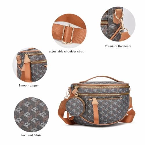 Crossbody Bag Bum Bag for Women Spacious Purse Fanny Packs Belt Bag Vegan Leather Gift for Mother Wife Mom — view 4