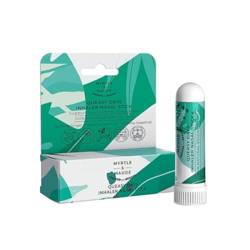 Myrtle & Maude - Queasy Days Aromatherapy Inhaler Nasal Stick - Nausea Relief and Morning Sickness Support - 100% Natural Essential Oils - Made with Ginger, Spearmint and Grapefruit - Vegan (1 Pack)