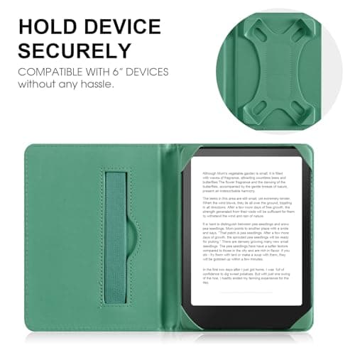 HoYiXi Universal Case for 6 inch Kindle eReader Compatible with Paperwhite(2025/2018)/PocketBook and Tolino/Kobo Clara HD,6" eReader Protective Case Cover Elastic rope,Green — view 3