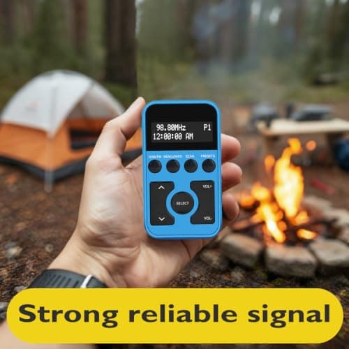 MangoKit MP1 Rechargeable Pocket DAB/FM Radio,Lock Switch,20 Presets,Blue — view 5