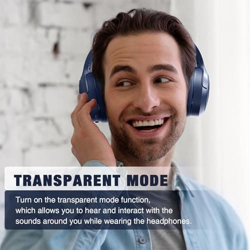 RUNOLIM Hybrid Active Noise Cancelling Headphones, Wireless Over Ear Bluetooth Headphones with Microphone, 100H Playtime, Foldable Wireless Headphones with HiFi Audio, Deep Bass for Home Travel Office — view 6