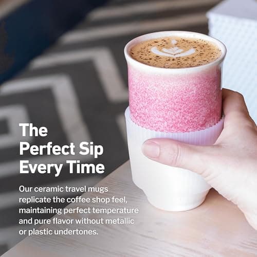 NOVA Ceramics Coffee Travel Mug - Coffee Travel Cup – Microwave & Dishwasher Safe Coffee Pink Tumbler - Gifts for Women Men Him Her – 475ml – Coral Pink — view 4